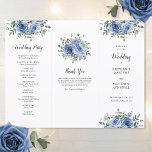 Dusty Blue Rose Eucalyptus Order of Service<br><div class="desc">These wedding programs feature a modern watercolor botanical design with dusty blue roses,  flowers and eucalyptus foliage. You will need to fold them along the lines. Personalize with your text. Matching products available.</div>