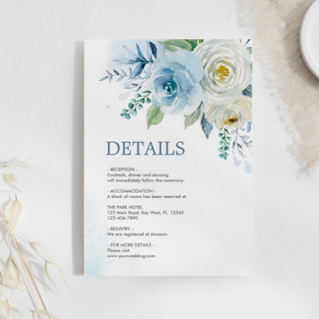 Dusty Blue Rose Floral Détails Carte de boîtier (Créateur téléchargé)