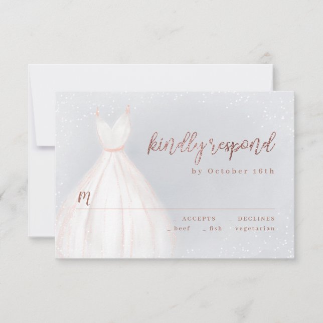 Dusty Blue Rose Gold Elegant Sparkle Dress RSVP (Front)
