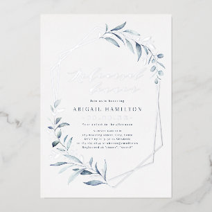 Dusty Blue Rose Gold Rustic Rehearsal Dinner Foil