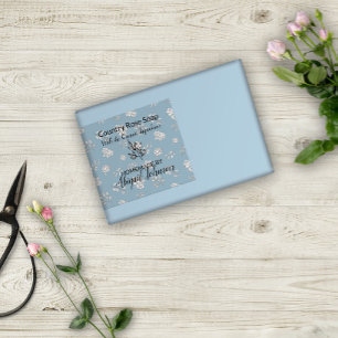 Dusty Blue Rose Leaves Line Art Modern Soap Label