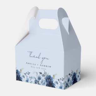 Dusty Blue Rose Navy Floral Wedding Favor Box