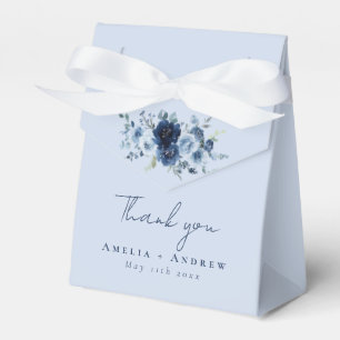 Dusty Blue Rose Navy Floral Wedding Favor Box
