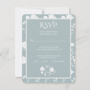 Dusty Blue Rose Wedding carte RSVP
