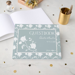 Dusty Blue Rose Wedding Guest Book