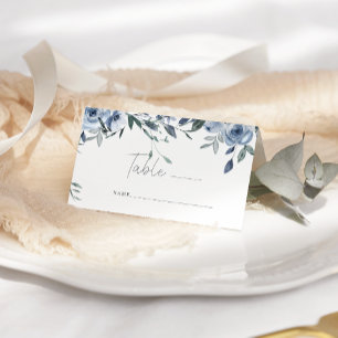 Dusty Blue Roses Flower Wedding Place Card