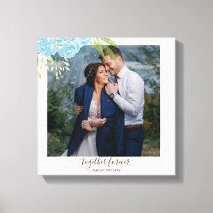 Dusty Blue Roses NewlyWeds Wedding Gift Personal Canvas Print