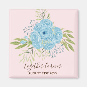 Dusty Blue Roses NewlyWeds Wedding Gift Personal Magnet