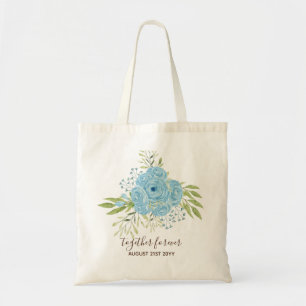 Dusty Blue Roses NewlyWeds Wedding Gift Personal Tote Bag