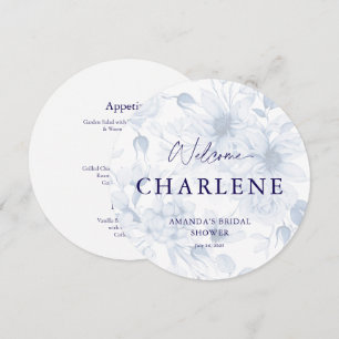 Dusty Blue Round Bridal Shower Welcome Menu