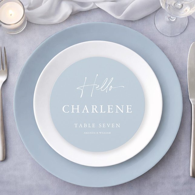 Dusty Blue Round Wedding Place Card & Menu  (Creator Uploaded)