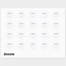 Dusty Blue Round Wedding Sticker