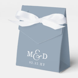 Dusty Blue Rustic Boho Modern Monogram Wedding Favor Box