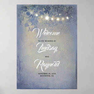 Dusty Blue Rustic Garden Affiche de bienvenue de m
