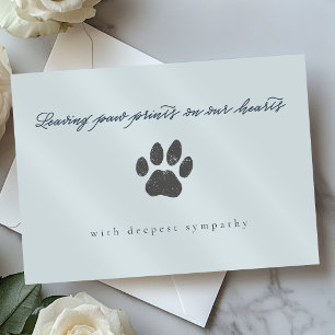 Dusty Blue Rustic Gray Paw Print cat Loss Sympathy Card