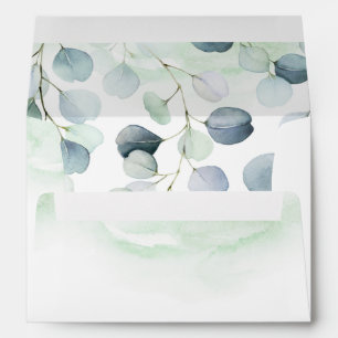 Dusty Blue & Sage Green Eucalyptus Botanical Envelope