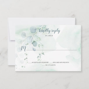 Dusty Blue & Sage Green Eucalyptus Botanical RSVP Card