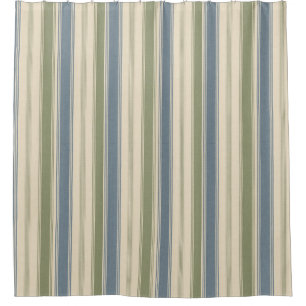Dusty Blue & Sage Green Linen Multi-Width Stripes