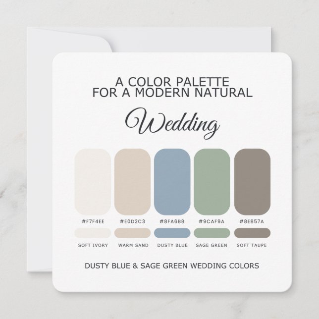 Dusty Blue Sage Green Wedding Color Palette Card (Front)