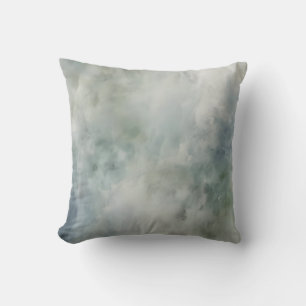 Dusty Blue Sage Green White Watercolor Abstract 16 Throw Pillow