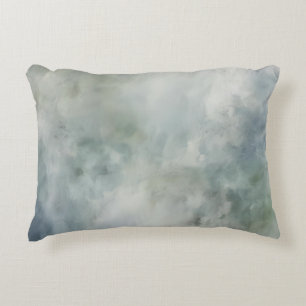Dusty Blue Sage Green White Watercolor Abstract Accent Pillow