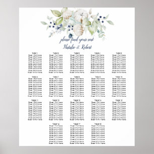 Dusty Blue Sage Green Winter Floral Seating Chart