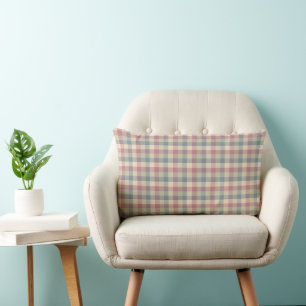 Dusty Blue, Sage, Rose & Cream Small Check Lumbar Pillow