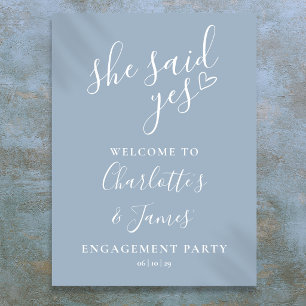 Dusty Blue Said Yes Engagement Party Welcome Sign