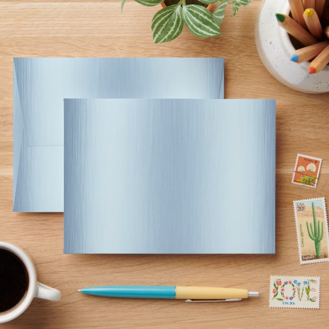 Dusty Blue Satin Elegant Wedding   Envelope (Desk)