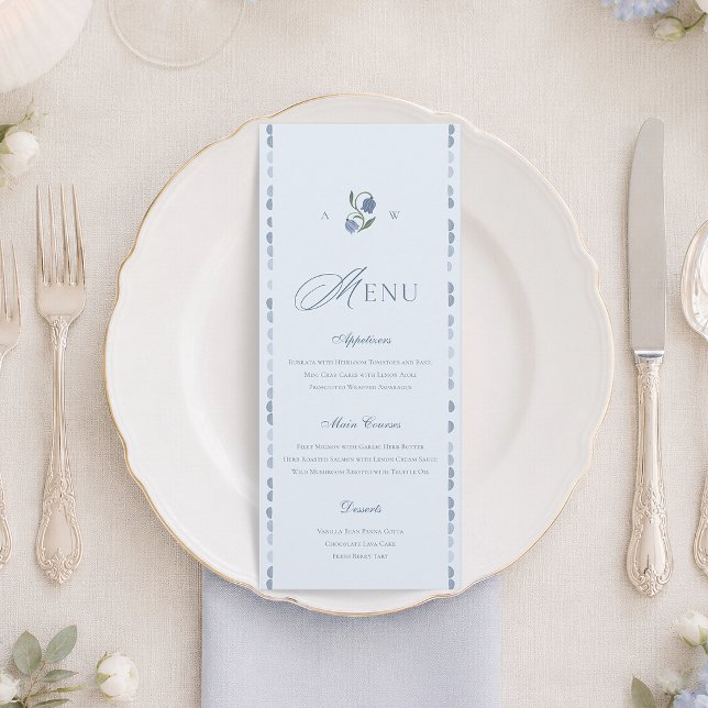 Dusty Blue Scandinavian Wedding Menu Card (Creator Uploaded)