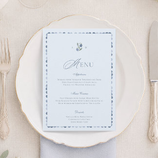 Dusty Blue Scandinavian Wedding Menu Card