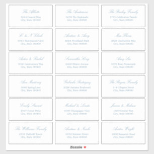 Dusty Blue Script 18 Étiquettes de adresse invités