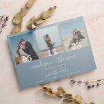 Dusty Blue Script 3 Photo Wedding Save The Date Magnetic Invitation<br><div class="desc">Dusty Blue Script 3 Photo Wedding Save The Date Magnetic Invitation</div>