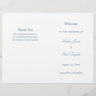 Dusty Blue Script Bi-Fold Wedding Programme