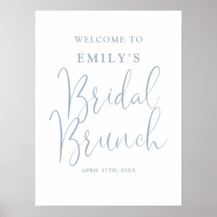 Dusty Blue Script Bridal Brunch Welcome Sign