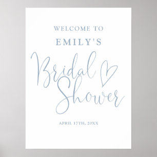 Dusty Blue Script Bridal Shower Welcome Sign