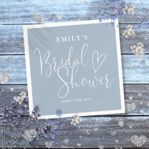 Dusty Blue Script Calligraphy Bridal Shower Napkin