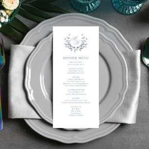 Dusty Blue Script Classic Wedding Dinner Menu