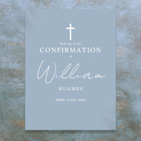 Dusty Blue Script Confirmation Welcome Sign