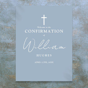 Dusty Blue Script Confirmation Welcome Sign