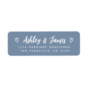 Dusty Blue Script Couple Wedding Return Address