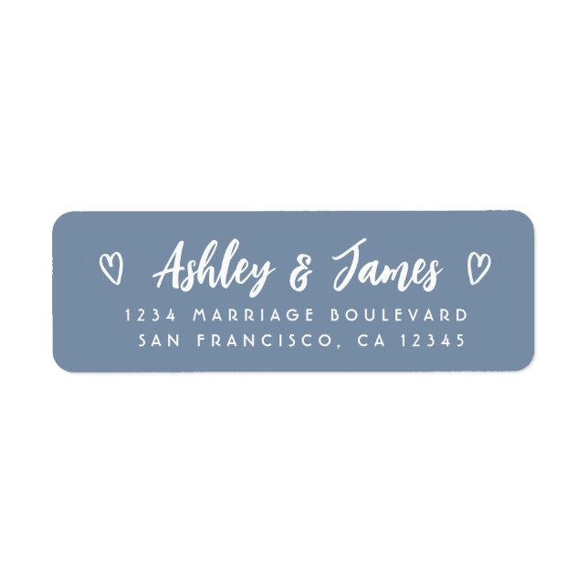 Dusty Blue Script Couple Wedding Return Address (Front)