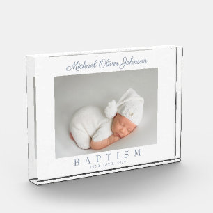 Dusty Blue Script Photo Baptism Photo Block