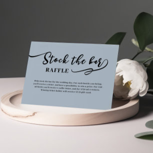 Dusty Blue Script Stock the bar Bridal Shower  Enclosure Card