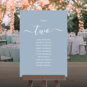 Dusty Blue Script Table Number 2 Seating Chart