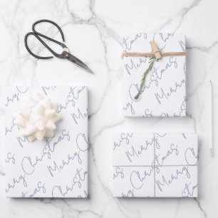 Dusty blue script typography Christmas holiday Wrapping Paper Sheet