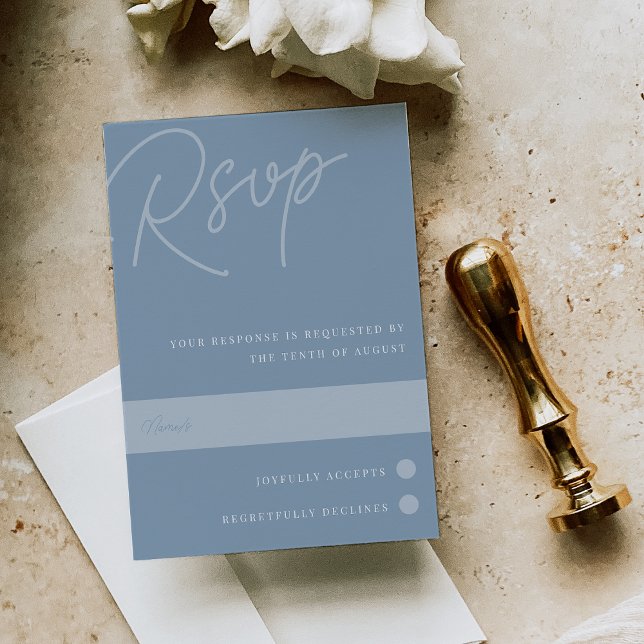 Dusty Blue | Script Watermark Traditional RSVP Card (Creator Uploaded)