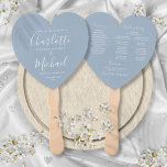 Dusty Blue Script Wedding Program Heart Hand Fan<br><div class="desc">This stylish wedding program can be personalized with your special wedding day information featuring chic modern typography. Designed by Thisisnotme©</div>