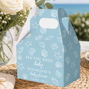 Dusty Blue Sea You Soon Beach Baby Shower Favor Box