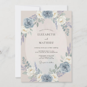Dusty Blue Serene Romantic Wedding Invitation